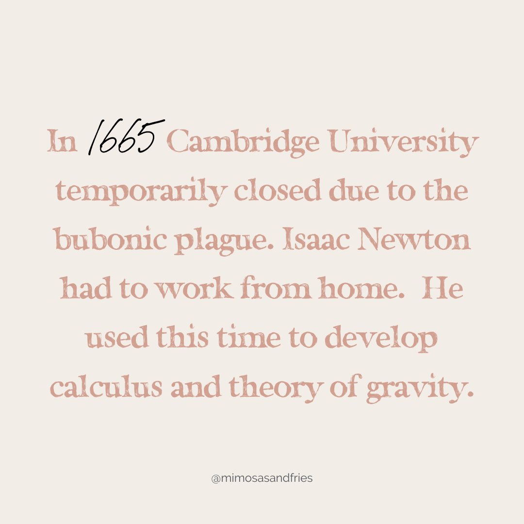 Sir Isaac Newton did his best work while being quarantined - Mimosas